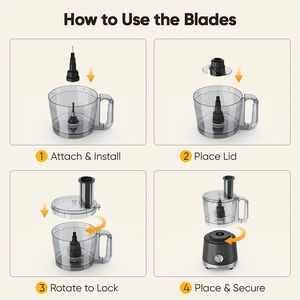 Robot culinaire grande capacité 10,5 tasses en acier inoxydable, hachoir à légumes avec 5 lames et 3 modes, compatible lave-vaisselle et finition lisse - Product Image 3