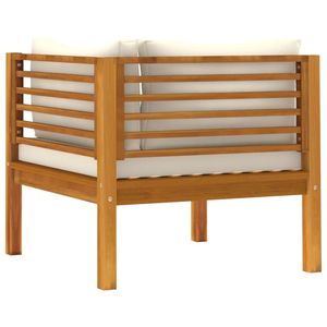 Sofá de Esquina para Jardín de Madera Maciza de Acacia, Color Blanco Crema, 100% Poliéster, Resistente y Elegante - Product Image 5
