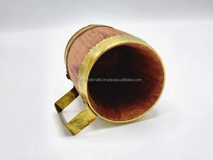 Mug en bois et acier inoxydable à forte demande avec poignée en bois, mugs vintage faits à la main en Inde - Product Image 6