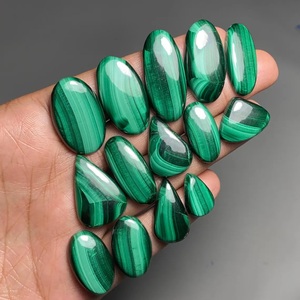 Cabochons en malachite, formes ovales, carrées, en forme de poire, triangulaires, rondes et autres formes, pierres précieuses en vrac - Product Image 3