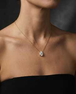 สร้อยคอจี้ทรงลูกแพร์วินเทจชุบทองคำ 14k พรีเมียม ประดับเพชรทรงลูกแพร์ 5 กะรัต E VVS เพชรเลี้ยงในห้องปฏิบัติการ รับรองโดย IGI สำหรับผู้หญิง - Product Image 4