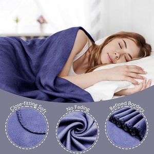 Navy <b>Blue</b> Polar Fleece <b>Throw</b> <b>Blanket</b> Solid Color Rectangular Folded Lightweight Soft Warm Home Use Four Seasons - Product Image 2