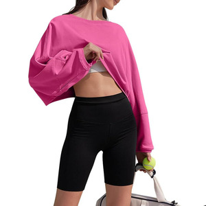 Women Tie Dye Cropped Hooded Sweatshirt Long Sleeve Fleece <b>Rainbow</b> Pattern Casual Spring Wear - Product Image 5
