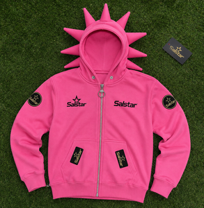 Premium Black Spiked Pink Hoodie <b>Jacket</b> <b>Gothic</b> Punk Zip Up Hoodie Custom 3D Spike Hood Sweatshirt for Men & Women - Product Image 6