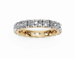 Bague d'éternité de luxe en or rose pour femme, 2.100 carats de diamants de laboratoire, 21 pièces, taille brillant, pour mariage et anniversaire, empilable - Product Image 1