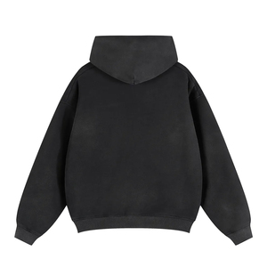 Sweat à capuche zippé oversize pour homme, style vintage, délavé à l'acide, effet soleil, manches longues, avec logo brodé et imprimé - Product Image 2