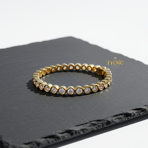 Zyorio Jewels Pulsera de tenis clásica de plata de ley con diamantes cultivados en laboratorio engastados en bisel redondo, joyería fina de lujo, regalo para mujer, fiesta - Product Image 2