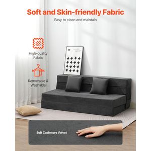 Divano Letto Pieghevole 3 in 1 Convertibile con 2 Rivestimenti Lavabili, Schiuma Memory ad Alta Densità 25D per Uso in Palestra e Hotel - Product Image 3
