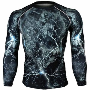 Nouvelle arrivée, Rash Guard à imprimé intégral, motif éclair, t-shirt de compression à séchage rapide pour l'entraînement BJJ Jiu Jitsu - Product Image 1