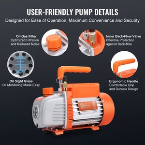 Pompa per vuoto rotativa a palette monostadio da 1/4 HP 4 CFM per HVAC, kit refrigerante A/C con manometro e manometro per pompa per vuoto - Product Image 6