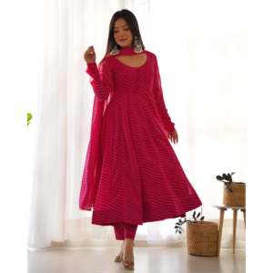 Magnifique ensemble robe et dupatta à imprimé Laheriya pour les fêtes, taille XS - Product Image 5