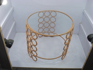 <b>Iron</b> Powder Coated Glass Top Luxury Antique Wire Coffee <b>Table</b> - Product Image 1