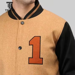 Blouson universitaire pour homme, couleur olive crème, brodé, style décontracté, veste de baseball, blouson bomber, vêtement d'extérieur décontracté pour l'automne, pour garçons - Product Image 6