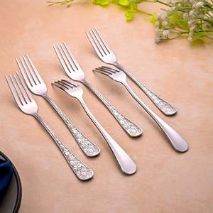 Lustre Bloom Mini Silver Metal <b>Forks</b> (Set of 6) Stainless Steel Mini Dinner Fruit Dessert <b>Forks</b> for Home and Restaurant Use - Product Image 6