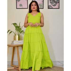 Robe longue vert citron XS respirante et confortable avec taille naturelle pour les occasions quotidiennes - Product Image 1