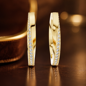 Elegant Modern Twist <b>Hoop</b> Style 18k <b>Solid</b> Gold Round Lab Grown Diamond <b>Hoop</b> <b>Earrings</b> 0.40 CTW EF VVS Fine Women Wedding <b>Earrings</b> - Product Image 2