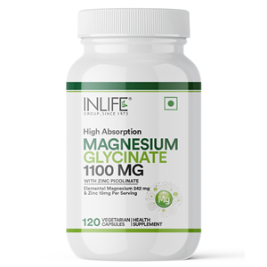 Capsules de glycinate de magnésium 1100 mg avec picolinate de zinc 242 mg, 10 mg de magnésium élémentaire, 120 capsules végétariennes - Product Image 1