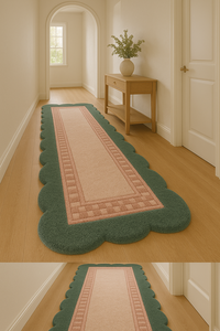 Alfombra Moderna de Lana Verde Oscuro, Tejida a Mano, con Borde Ondulado, Reversible, Antideslizante y Lavable, para el Hogar, Picnic, Sala de Estar - Product Image 4