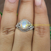 Bague en opale éthiopienne, argent sterling 925, faite à la main, design unique, bague de promesse pour elle, bijoux en opale éthiopienne, cadeau de Noël