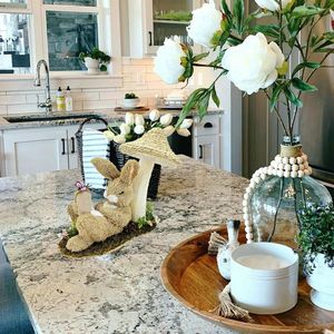 Decorazione Pasquale con Coniglio in Sisal Naturale da 8,9 Pollici, Addormentato Sotto un Fungo, Centrotavola Decorativo a Tema Fattoria - Product Image 4