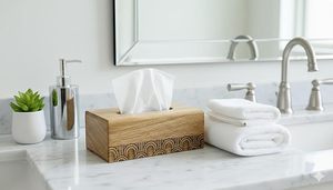 Solid Wood Tissue Box Holder Rectangle Tissue Case Classic Desktop Organizer <b>for</b> Office Hotel Home - Product Image 1