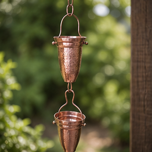 Copper Hanging Rain Chain Double Tier Outdoor Garden Decoration Simple Style - Product Image 3