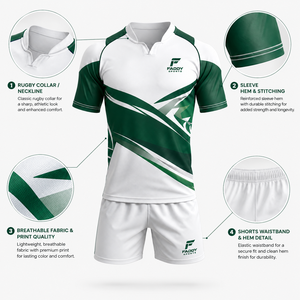 Ensembles de maillots de rugby personnalisés par sublimation pour hommes, durables, à séchage rapide, uniformes d'équipe de rugby respirants, vêtements de sport d'entraînement - Product Image 4