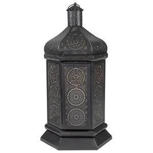 โคมไฟเหล็กสีดำลายดอกไม้ฉลุสำหรับตกแต่งบ้าน - Product Image 3