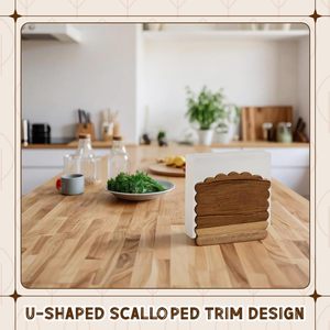 Porta Servilletas de Madera de Acacia, Dispensador de Servilletas Vertical de Madera Festoneada para Mesa, Estilo Rústico y Elegante para Bodas, Fiestas y Restaurantes - Product Image 5