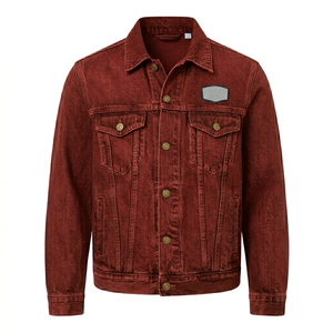 Veste en jean légère à motif uni, boutonnée, tissée, respirante et écologique pour l'automne - Product Image 1