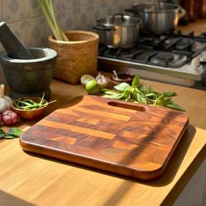 Planche à découper rectangulaire artisanale en acacia, faite à la main, durable, pour fruits, pain, cuisine quotidienne, passe au lave-vaisselle - Product Image 6