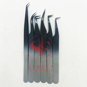 Pinzas de extensión de pestañas de acero inoxidable duraderas antiestáticas de precisión profesional de alta calidad 45 grados personalizables - Product Image 4