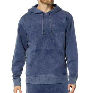 Sudadera con Capucha Azul para Hombre, Corte Regular, Color Sólido, Informal, Tejida, Manga Larga, Diseño con Bolsillos, Ropa de Otoño - Product Image 3
