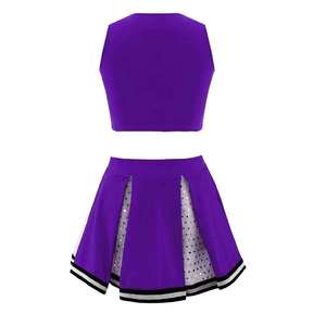 Uniforme de cheerleading pour femmes en gros, sur mesure, en polyester et élasthanne, imprimé par transfert thermique, vêtements de sport performants et respirants - Product Image 3