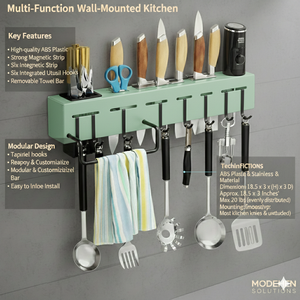 Wall Mount <b>Kitchen</b> Storage <b>Rack</b> with Hooks Knife Stand Utensil Holder Hanging Organizer for <b>Kitchen</b> Tools - Product Image 3