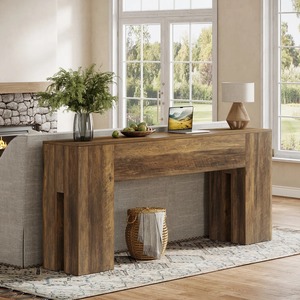 Mesa Consola Moderna de Hierro Estilo Rústico para Granja o Casa de Campo, Extra Larga y Extensible, para Sala de Estar, Hotel o Entrada, con Patas Robustas - Product Image 1