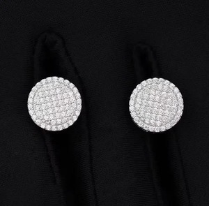 Classic Round <b>Stud</b> <b>Earrings</b> 925 <b>Silver</b> Rhodium Plated Moissanite Diamond Sterling <b>Silver</b> <b>Stud</b> <b>Earring</b> Unisex Everyday Wear - Product Image 2