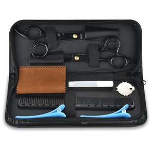 Ciseaux de coiffure professionnels en acier inoxydable noir et or de qualité supérieure, cisailles à effiler les cheveux Ariston International - Product Image 2