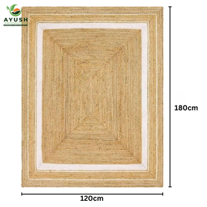 Tapis rectangulaires antidérapants 120 x 180 cm en mélange de jute et de coton, personnalisables pour salon et chambre d'enfant - Product Image 5