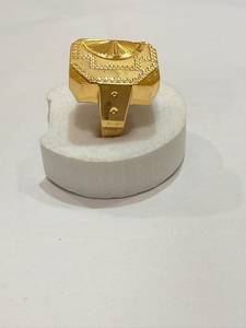 Anillo Rectangular de Latón Chapado en Oro para Hombre, Diseño de Abanico, Joyería de Moda, Regalo Hecho a Mano - Product Image 3