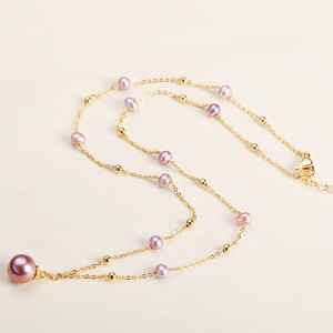 Zhuji Wholesale S925 <b>Silver</b> <b>Box</b> Chain Necklace Near Round Freshwater Pearl for Girlfriend - Product Image 4