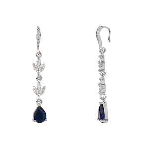 Pendientes de gota de diamante americano de circonita cúbica chapada en plata para mujer moda E3394ZBl - Product Image 3
