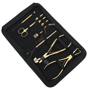 Kit d'outils pour extensions de cheveux à micro-anneaux et à bandes adhésives avec pince de retrait en acier inoxydable, aiguilles à boucle pour l'enfilage des perles, ciseaux et aiguilles - Product Image 1