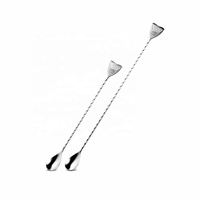 Cuillère de Bar en acier inoxydable, Long manche rond torsadé argent poli vente en gros Logo créatif doré longue poignée remuer