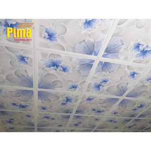 Plaques de plafond suspendu 2x2 imperméables et ignifuges - Panneaux PVC lavables pour salle de bain, sous-sol, réparation de fuites de plomberie, épaisseur 10 mm, style asiatique - Product Image 3