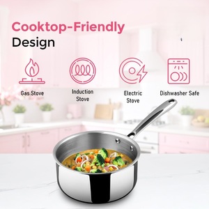Premium Stainless Steel Triply Deep Saucepan 18 cm 304 Grade for Gas and Induction Stove with <b>Lid</b> Daily Kitchen Cooking - Product Image 5
