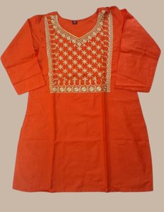 Womens Embossed Straight Short <b>Kurti</b> Casual Wear Quick Dry Regular Fit All Seasons ZAIN EXPORT - Product Image 5