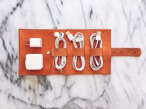 Rich Brown Leather Cable Organizer Vintage Cord Holder Travel <b>Tech</b> Pouch Wire Management Case Verified Supplier LCO-0084 - Product Image 3