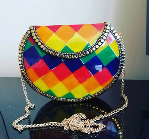 Quality Handicrafts 2026 Hot Selling Women Summer Beach Mosaic Metal Round Hand Handbag <b>Clutch</b> ladies Purse Wholesale Price - Product Image 2