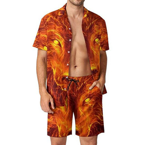 Conjunto Deportivo GENERSA para Hombre, Camiseta de Manga Corta con Cuello Redondo Estampado, Pantalones Cortos con Cintura Elástica, Transpirable, 100% Algodón Tejido, 320g, Verano - Product Image 2